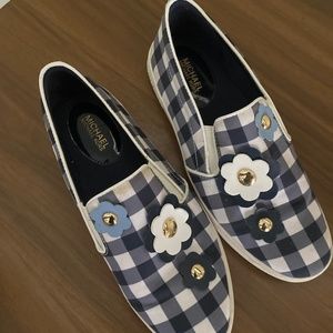 Michael Kors Keaton Floral Gingham Slip On Sneakers
